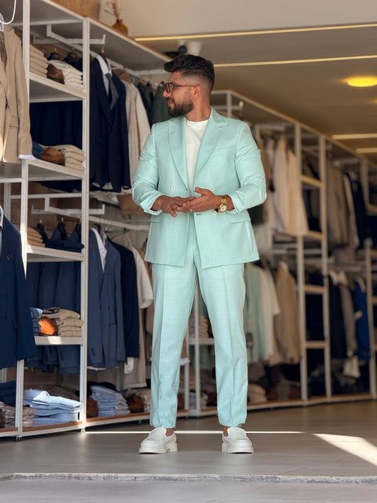 Aqua(Opal) Dubetti Peak Lapel Suit