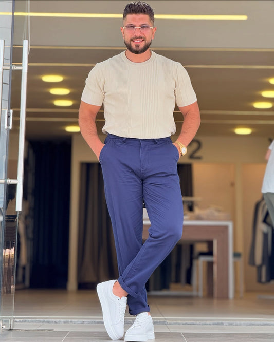 Beige Round Neck T-Shirt — Style 02
