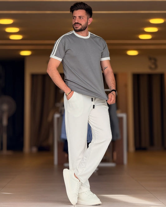 Grey Round Neck Set — Style 01