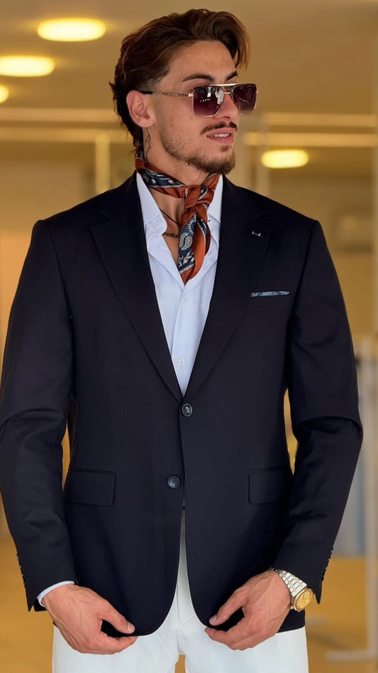 Navy Blue Velvet Blazer