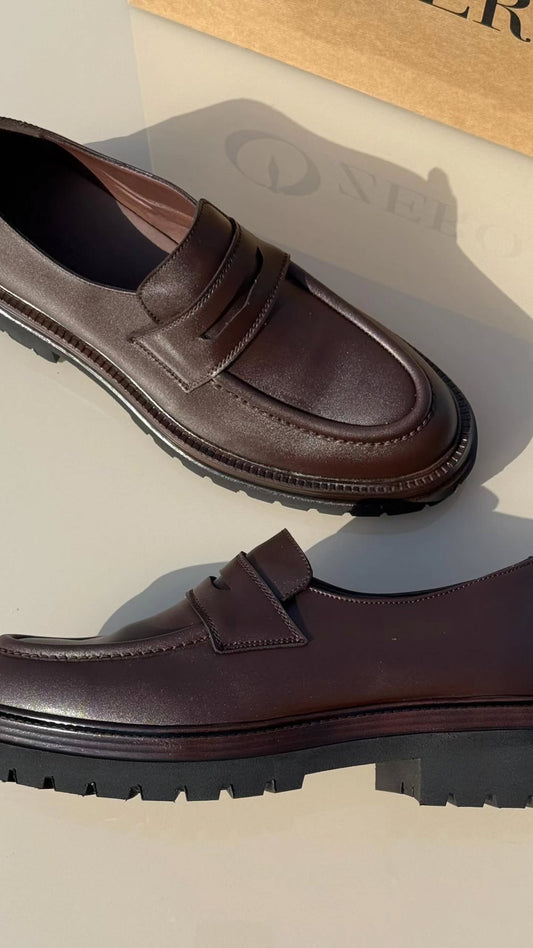 Moccasin Dark Brown Leather Shoes — Style 02