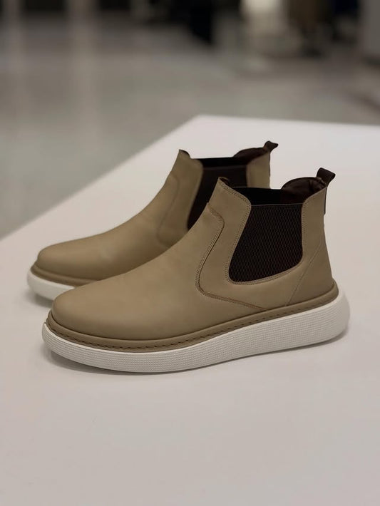 O,Zero Velvet Boots in Beige