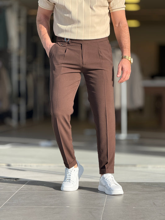 Brown High-Waist Pants