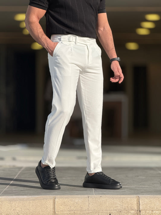 White High-Waist Pants