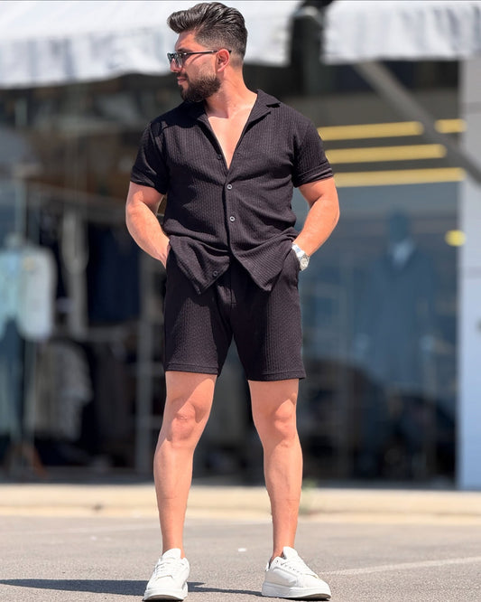 Black Shirt and Shorts Set