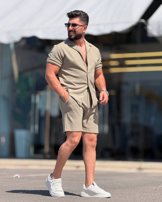 Olive Green Shirt and Shorts Set