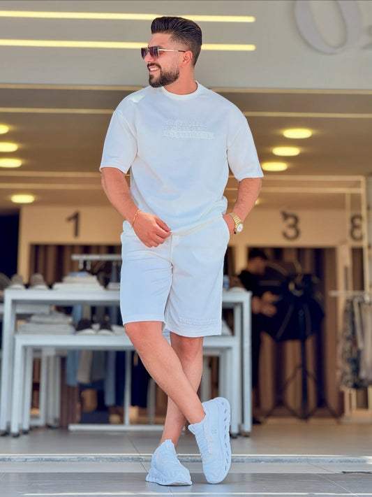 White T-Shirt and Shorts Set