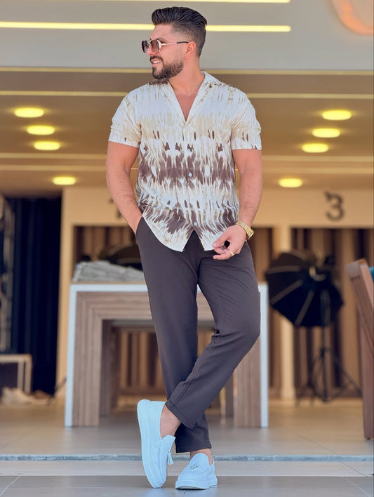 Brown and Beige Shirt