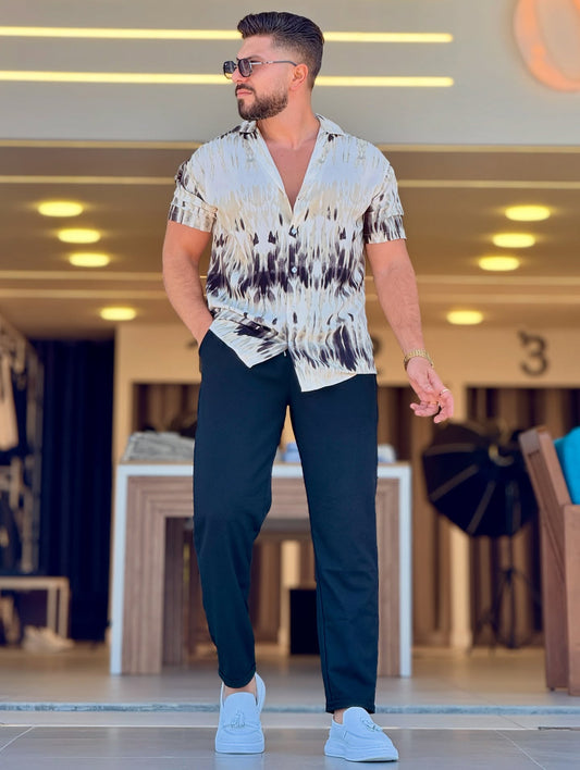 Black and Beige Shirt