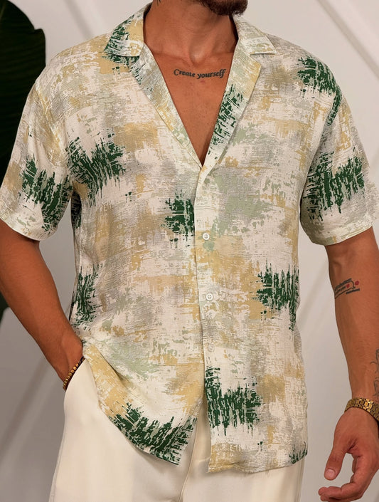 Beige and Green Shirt