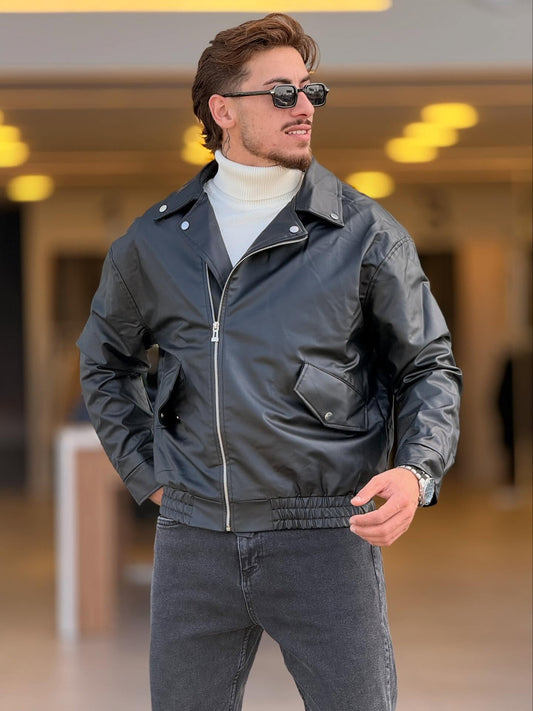 Black Leather Jacket — Style 02