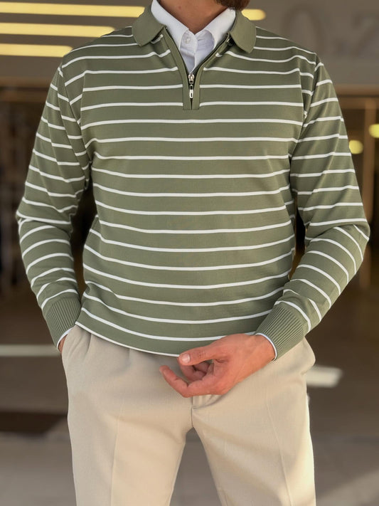 Green Half Zip Polo — Style 02