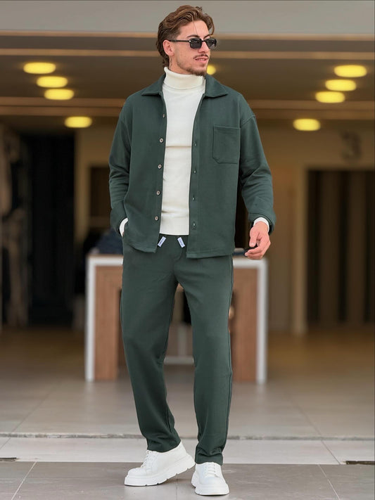 Olive Green Shirt Set — Style 03