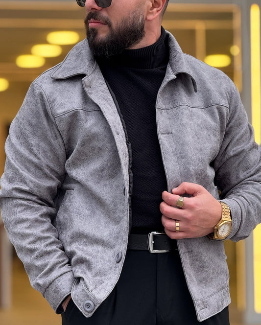 Dark Grey Leather Jacket