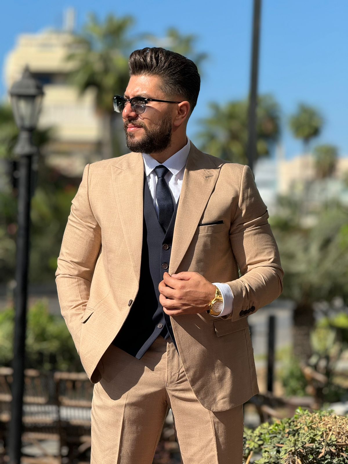 Beige Suit and Vest