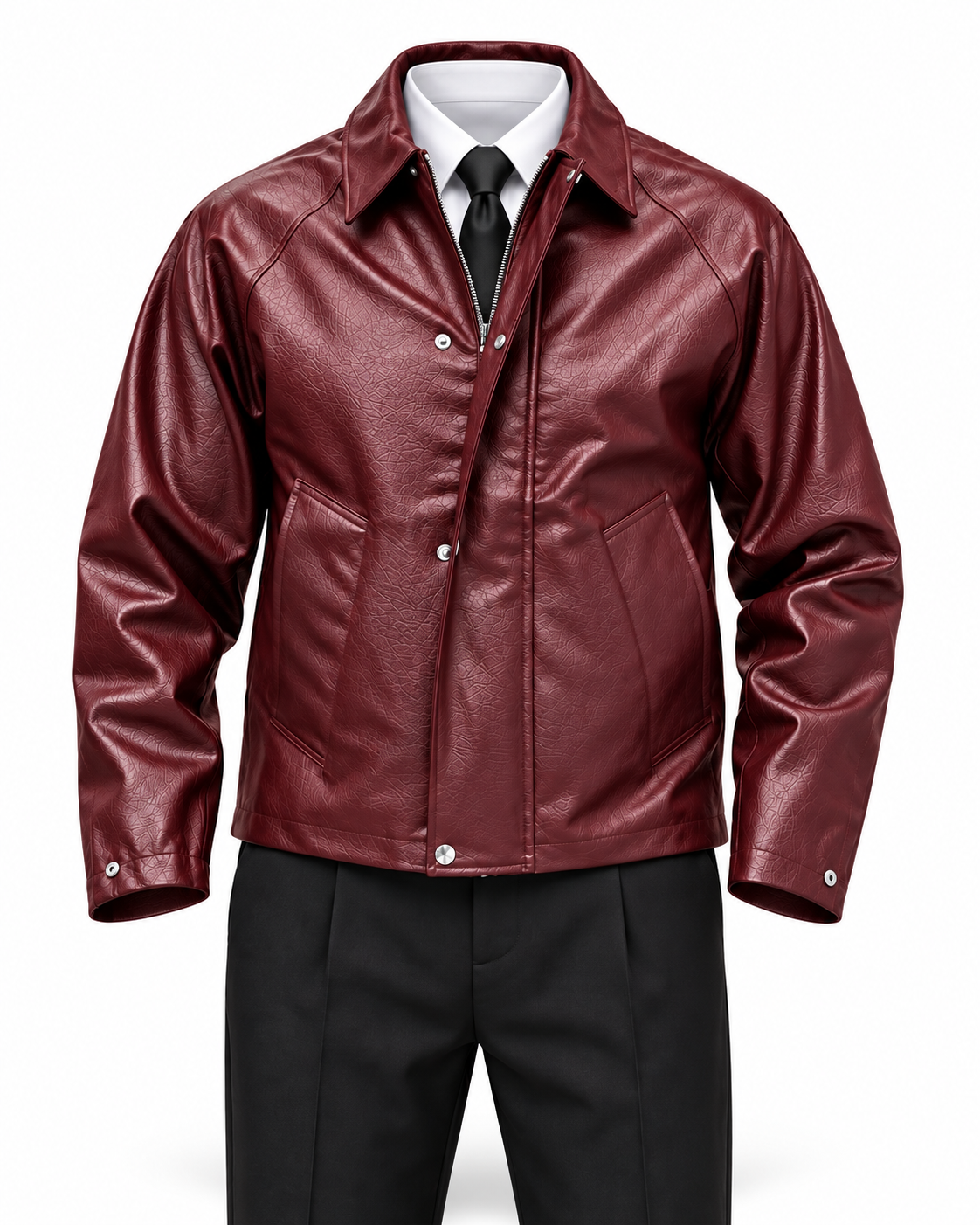 Burgendy Leather Jacket by O,Zero