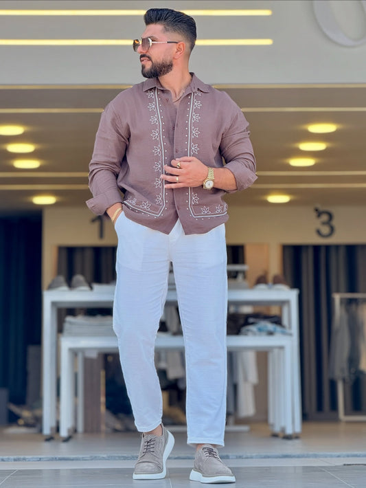 Light Brown Patterned Shirt