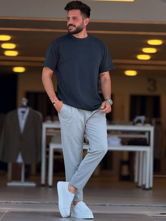 Round Black Neck T-Shirt