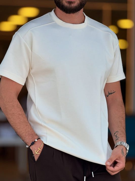 White Round Neck T-Shirt — Style 02