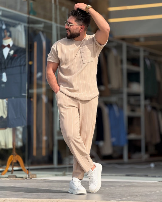 Beige T-Shirt Set — Style 02