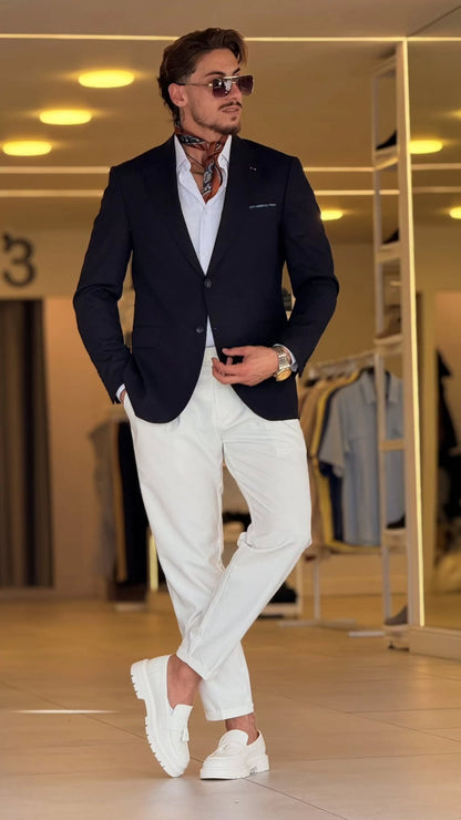 Navy Blue Velvet Blazer