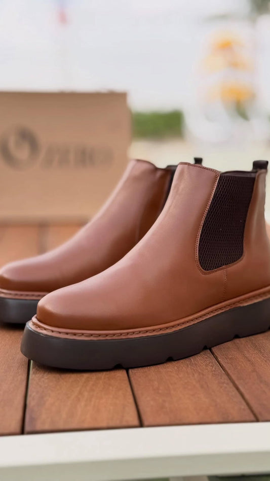O,Zero Leather Brown Boots