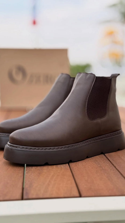 O,Zero Leather Dark Brown Boots
