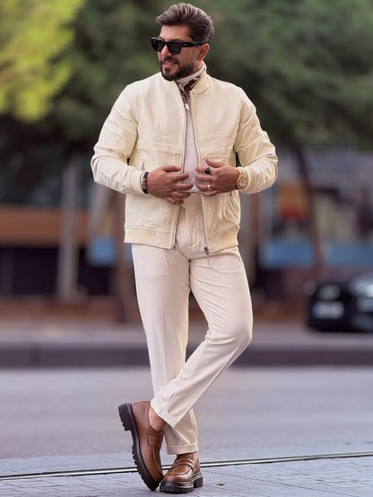 Beige Leather Jacket — Style 03