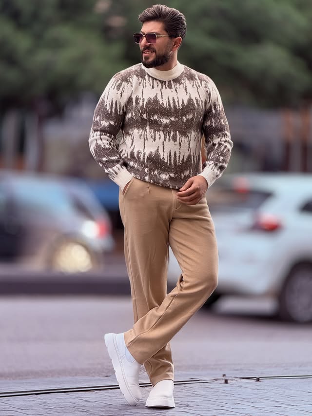 Off-White and Brown Sweater