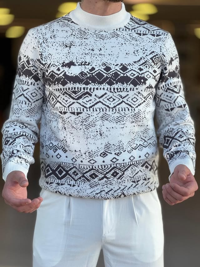 Black and White Patterned Sweater