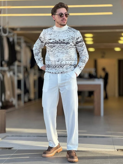 Black and White Patterned Sweater