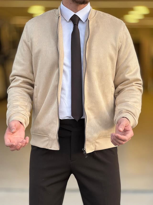 Beige Mandarin Collar Jacket