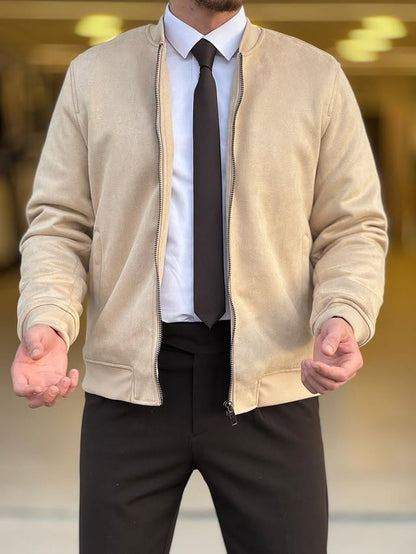 Beige Mandarin Collar Jacket