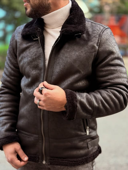 Dark Brown Fur Casual Jacket