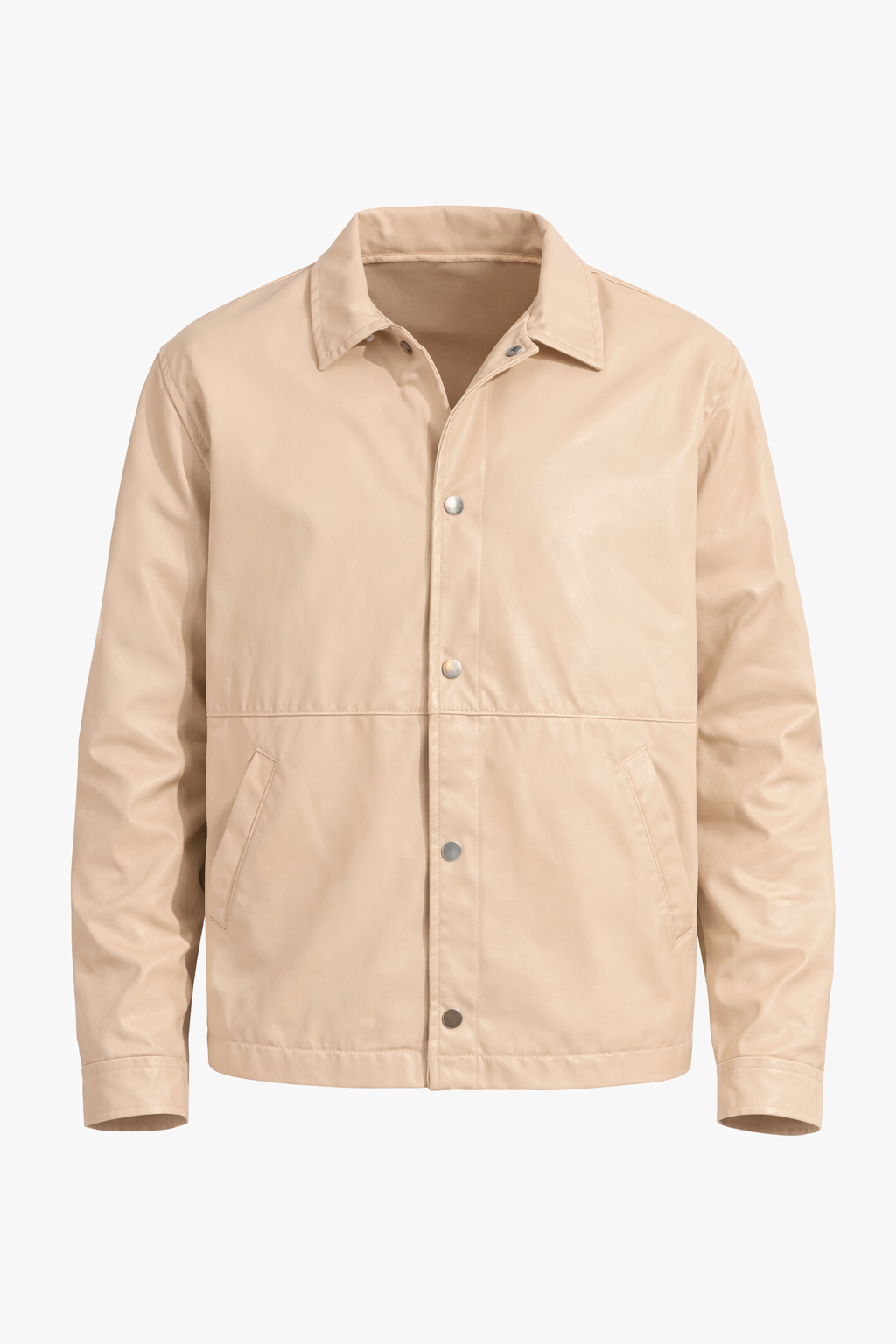 Beige Leather Jacket by O,Zero