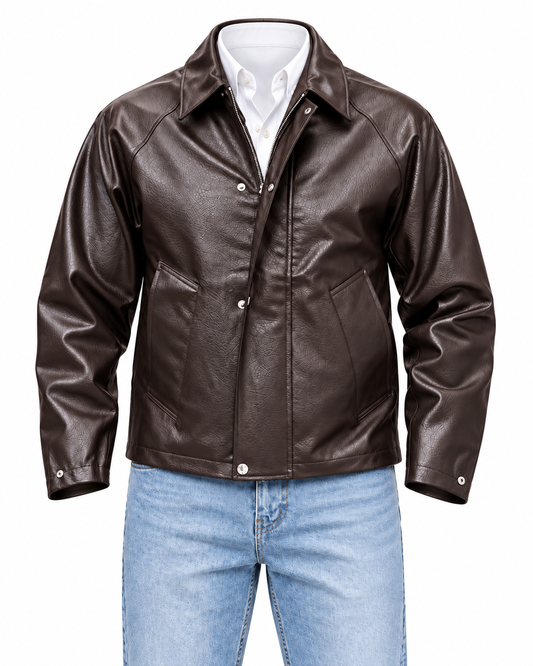 Brown Leather Jacket by O,Zero