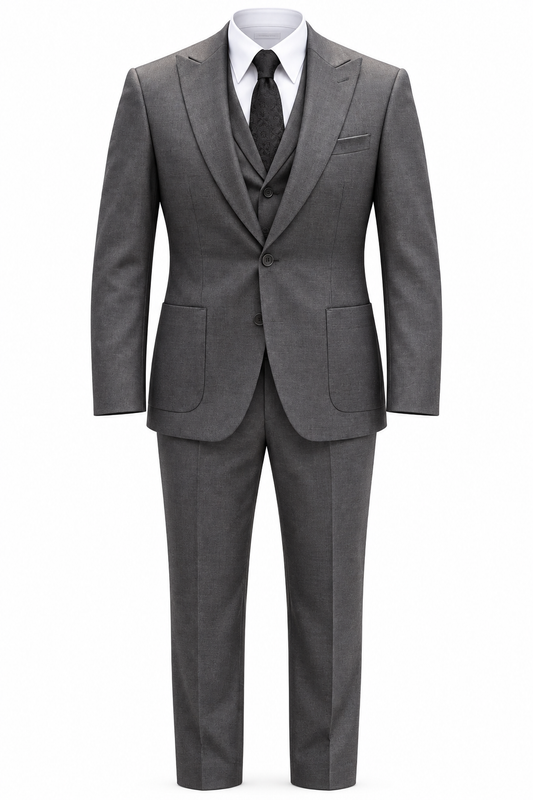 Charcoal Gray Three-Piece Suit Display by O,Zero
