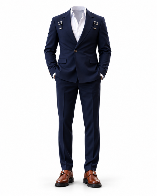 Mid-Night Navy Buckle Suit by O,Zero