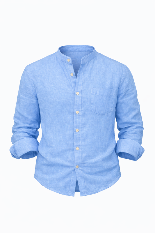 Baby Blue Linen Shirt by O,Zero