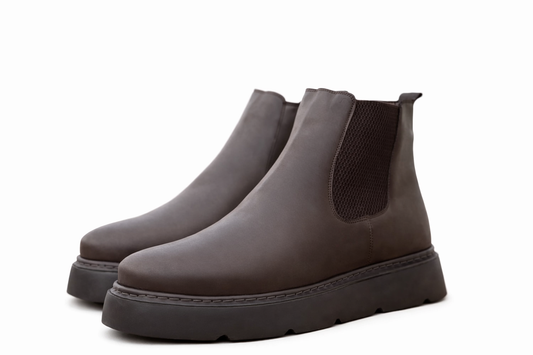 O,Zero Leather Dark Brown Boots by O,Zero