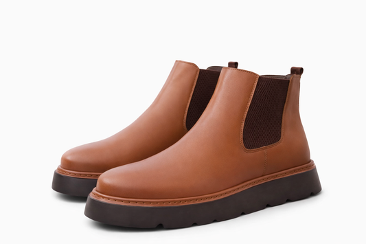 O,Zero Leather Brown Boots by O,Zero