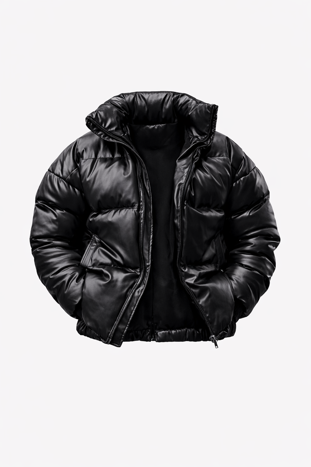 Black Puffer Casual Jacket by O,Zero