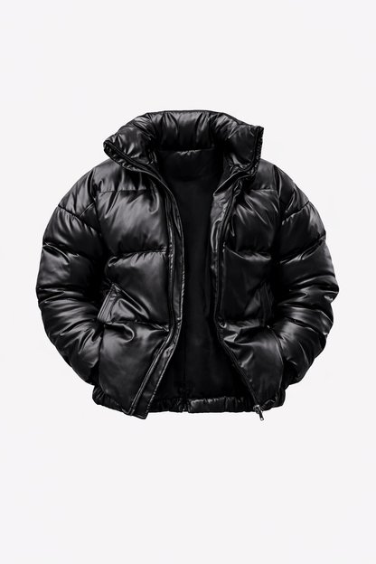 Black Puffer Casual Jacket by O,Zero