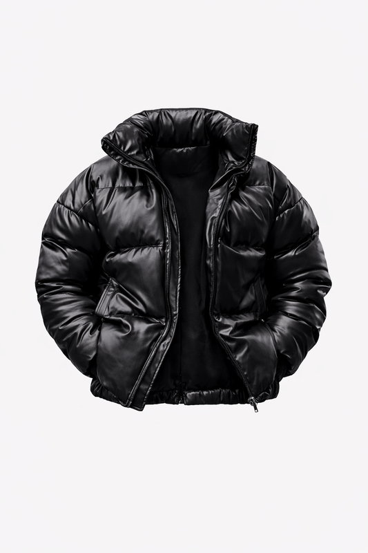 Black Puffer Casual Jacket by O,Zero
