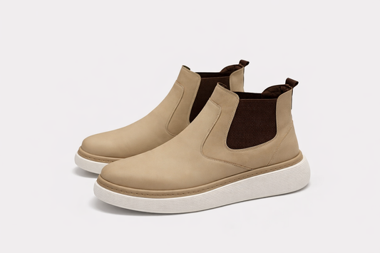O,Zero Velvet Boots in Beige by O,Zero