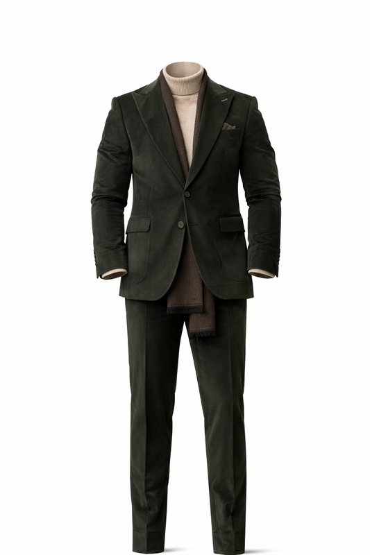 Dark Green Velvet Suit by O,Zero