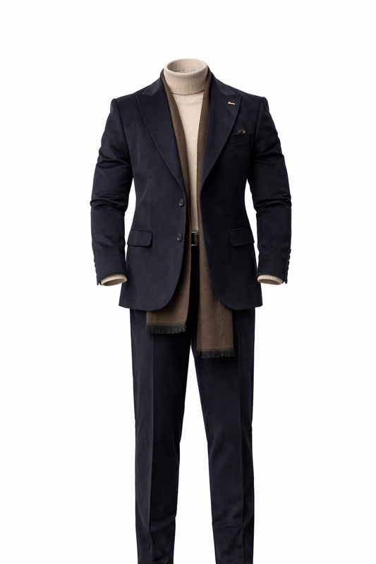 Dark Blue Velvet Suit by O,Zero