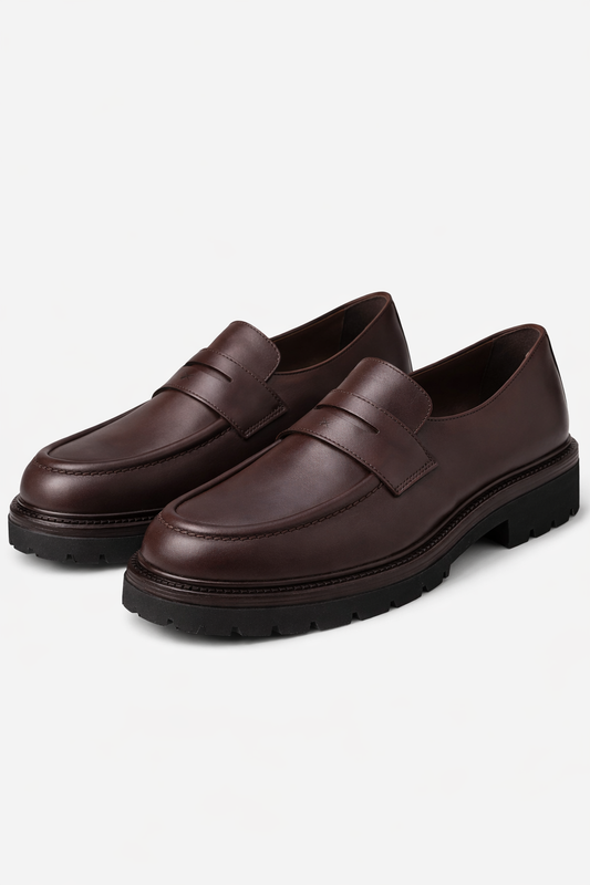 Moccasin Dark Brown Leather Shoes by O,Zero