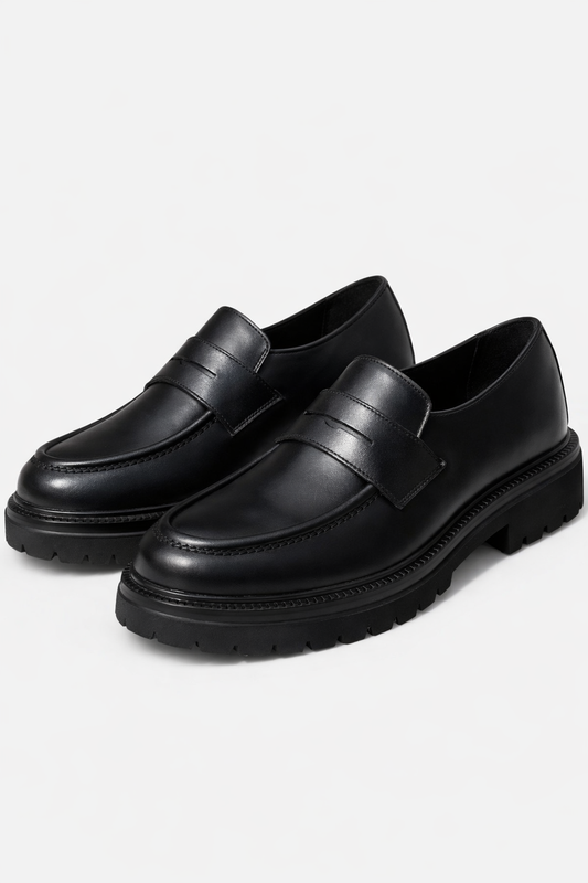 Moccasin Black Leather Shoes by O,Zero