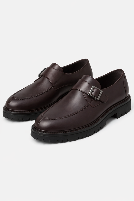 Moccasin Dark Brown Leather Shoes by O,Zero